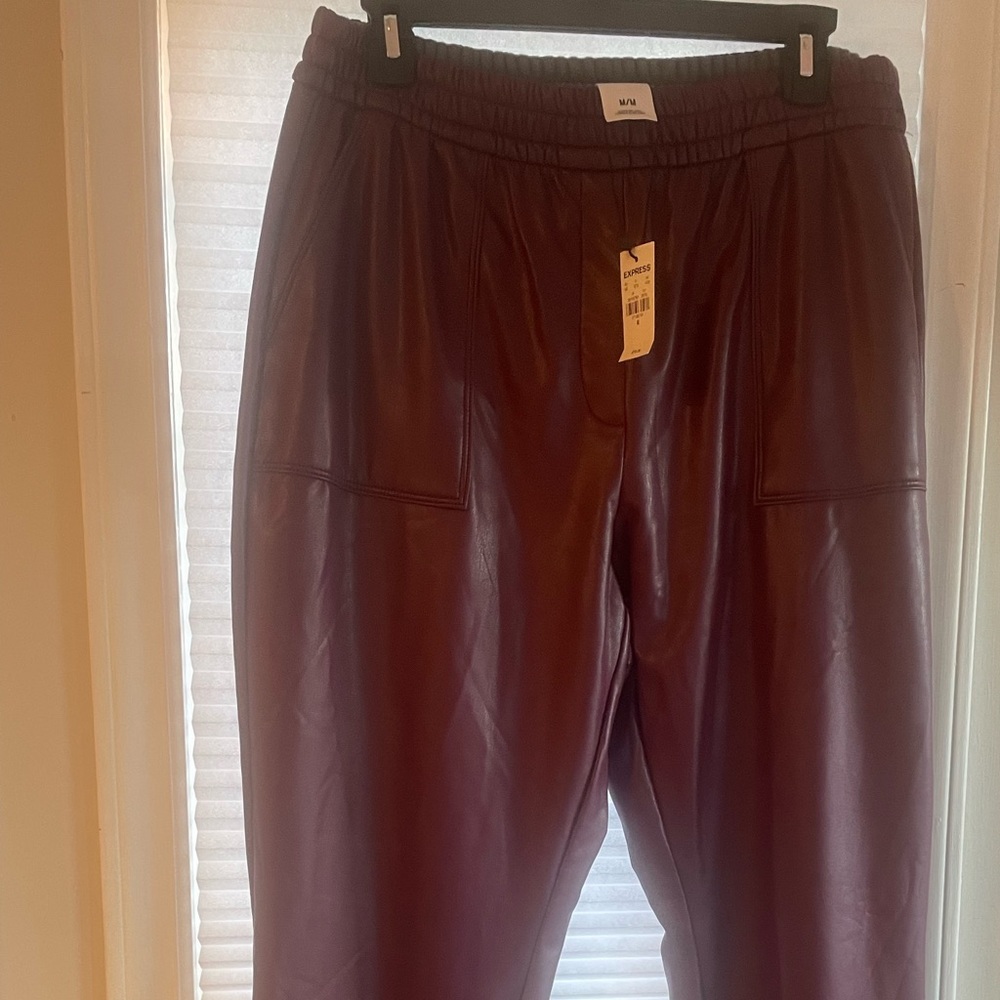 Brand new maroon “pleather” joggers from Express